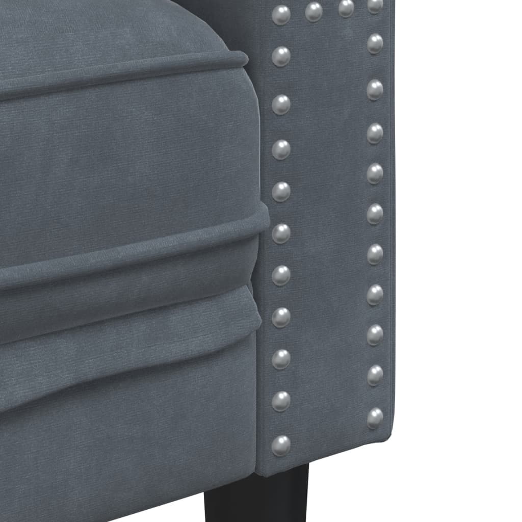 Canapé Chesterfield 3 places avec traversins velours gris foncé