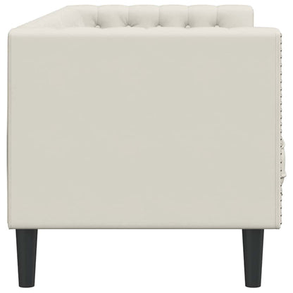 Chesterfield-Sofa mit Nackenrollen 3-Sitzer Creme Samt