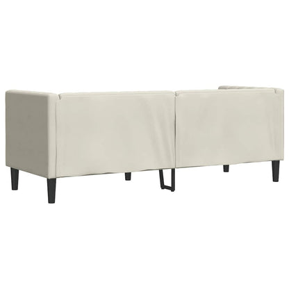Chesterfield-Sofa mit Nackenrollen 3-Sitzer Creme Samt