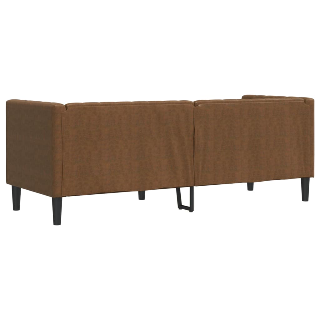 Chesterfield sofa 3-seater brown faux leather in suede look