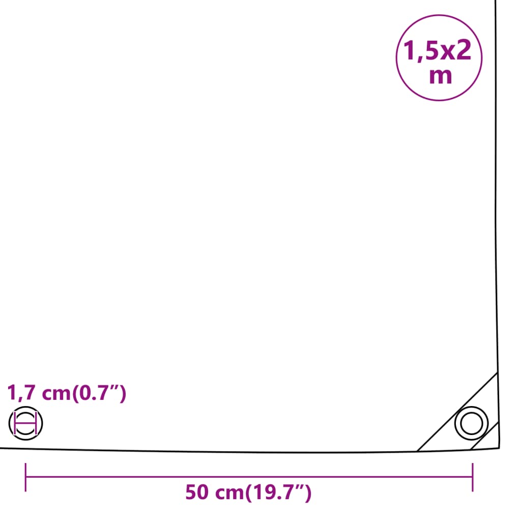 Plane 650g / m² Weiß 1,5 x 2 m Canvas mit PVC-Beschichtung