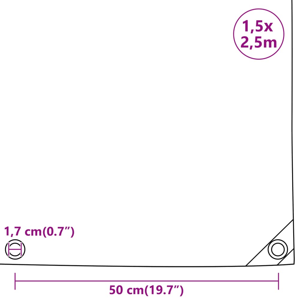 Plane 650g / m² Weiß 1,5 x 2,5 m Canvas mit PVC-Beschichtung