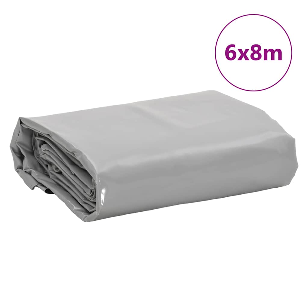 Plane 650g / m² Grau 6 x 8 m Canvas mit PVC-Beschichtung