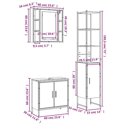 3-tlg. Badmöbel-Set Räuchereiche Holzwerkstoff