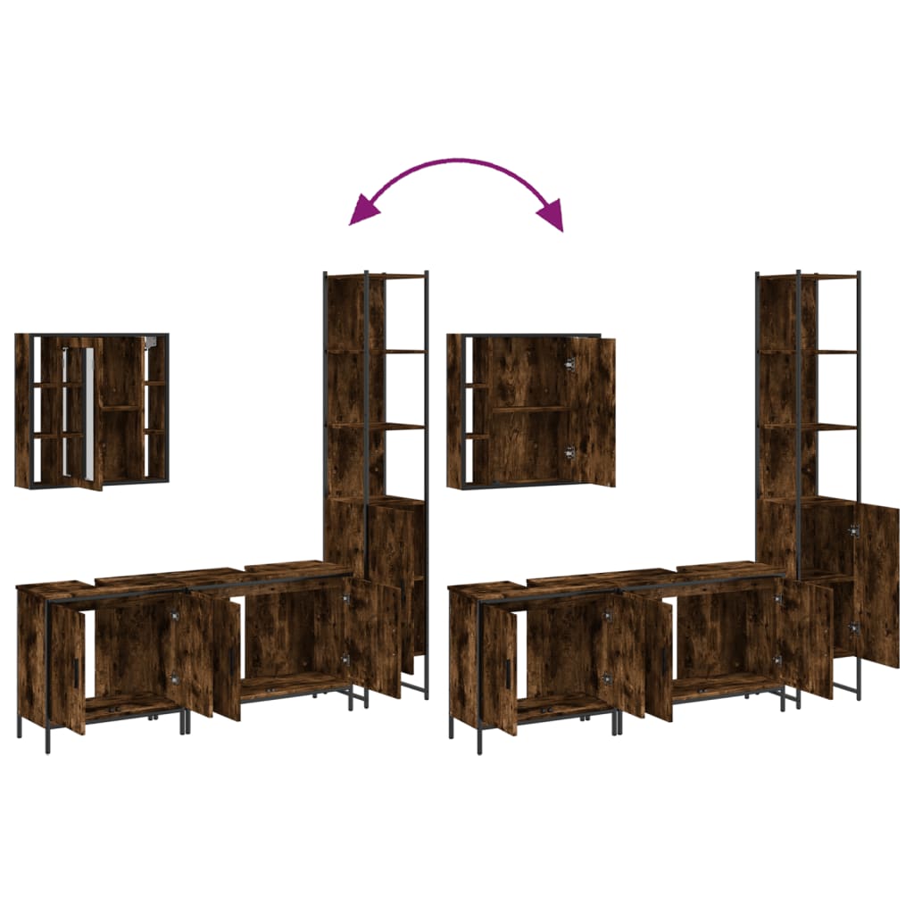 4-tlg. Badmöbel-Set Räuchereiche Holzwerkstoff
