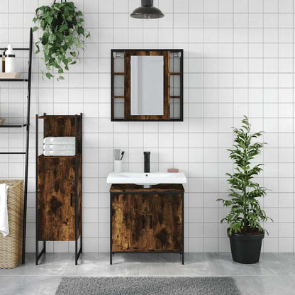 3-tlg. Badmöbel-Set Räuchereiche Holzwerkstoff