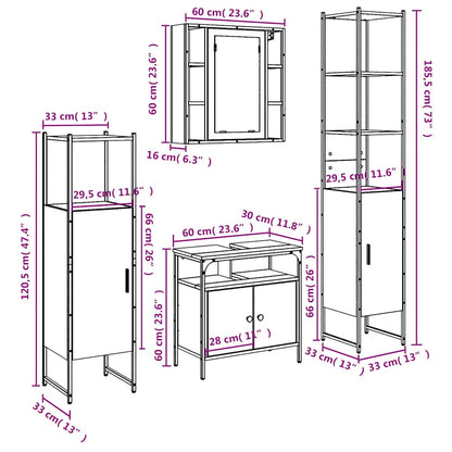 4-tlg. Badmöbel-Set Räuchereiche Holzwerkstoff