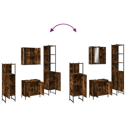 4-tlg. Badmöbel-Set Räuchereiche Holzwerkstoff