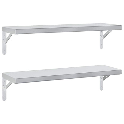 Wandregale 2 Stk. 75x23,5 cm Silbern Edelstahl