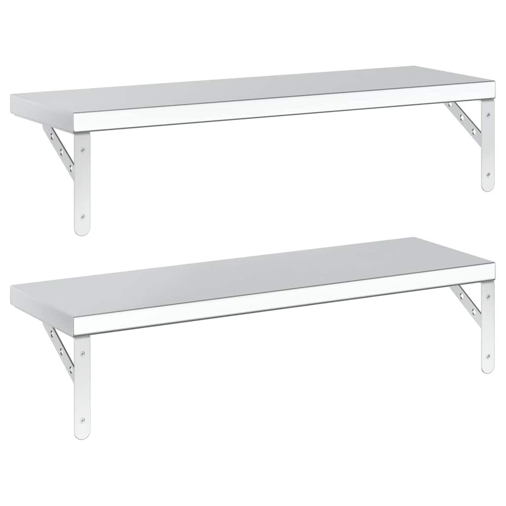 Wandregale 2 Stk. 75x23,5 cm Silbern Edelstahl