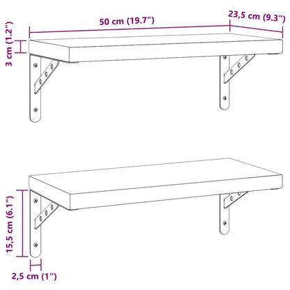 Wandregale 2 Stk. 50x23,5 cm Silbern Edelstahl