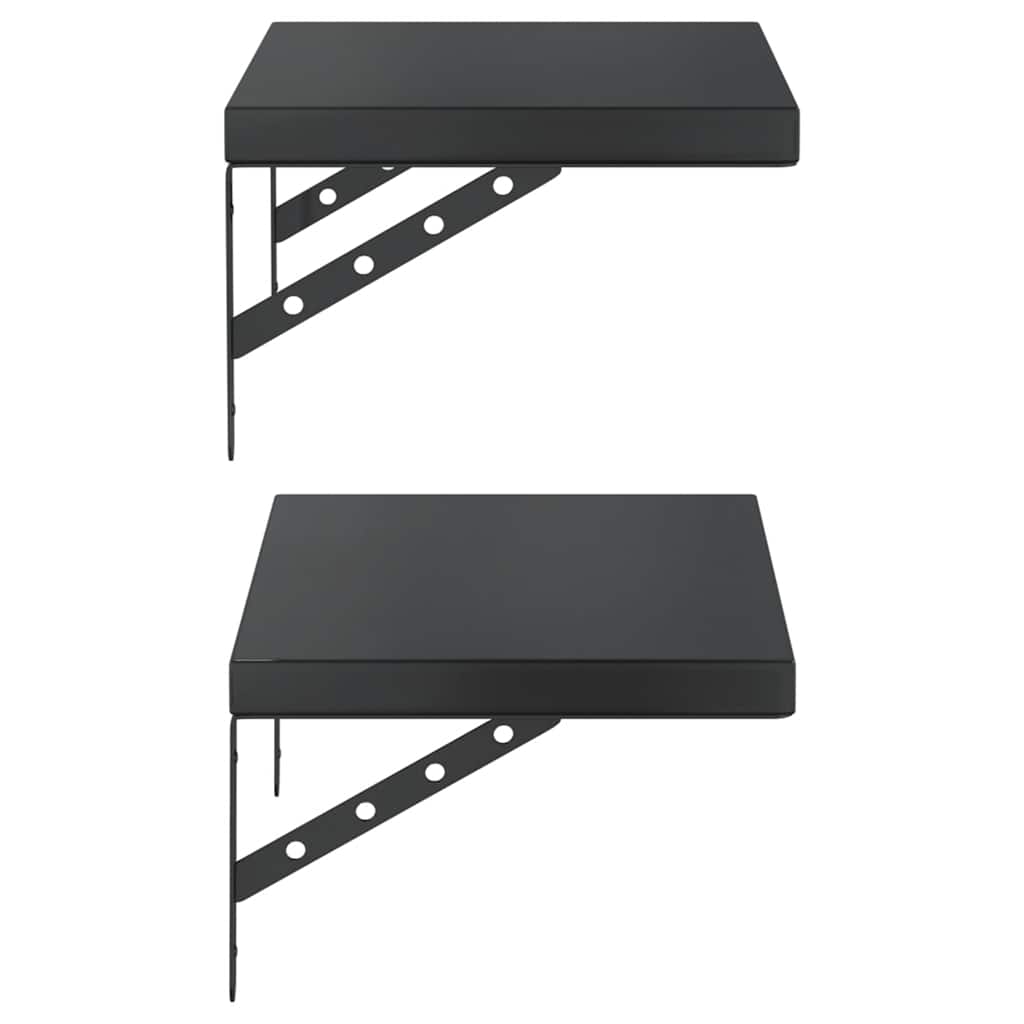 Wandregale 2 Stk. 50x30 cm Schwarz Edelstahl