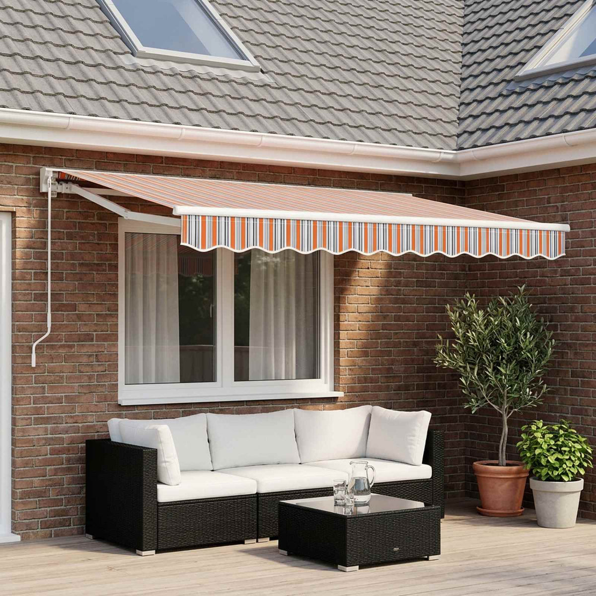 Markisenvolant Mehrfarbig Gestreift 350 cm