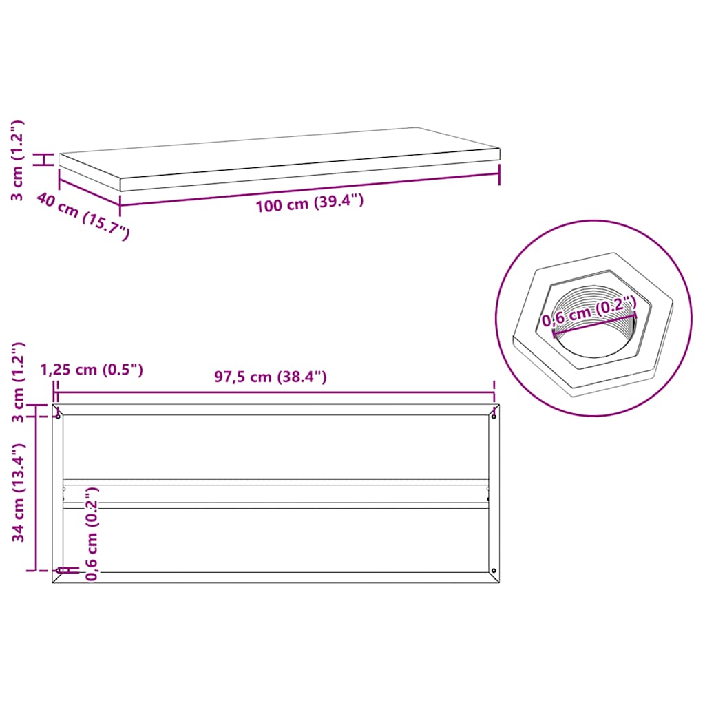 Wandregale 2 Stk. 100x40 cm Silbern Edelstahl