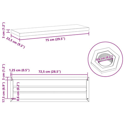 Wandregale 2 Stk. 75x23,5 cm Silbern Edelstahl