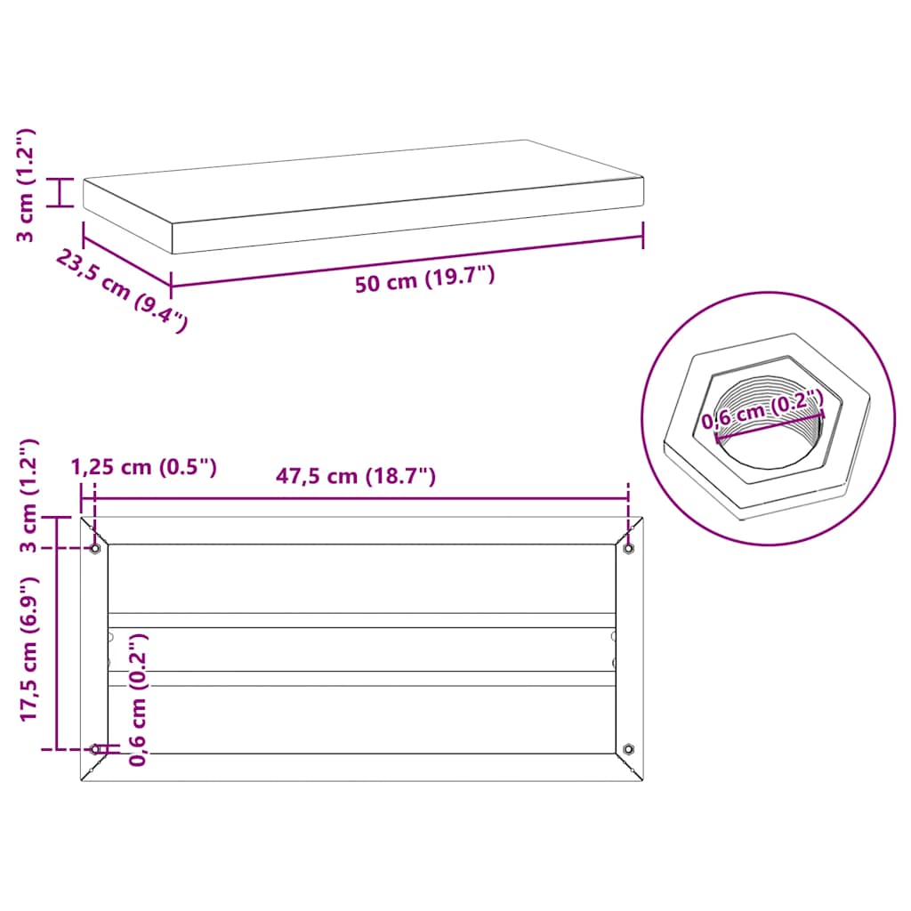 Wandregale 2 Stk. 50x23,5 cm Schwarz Edelstahl
