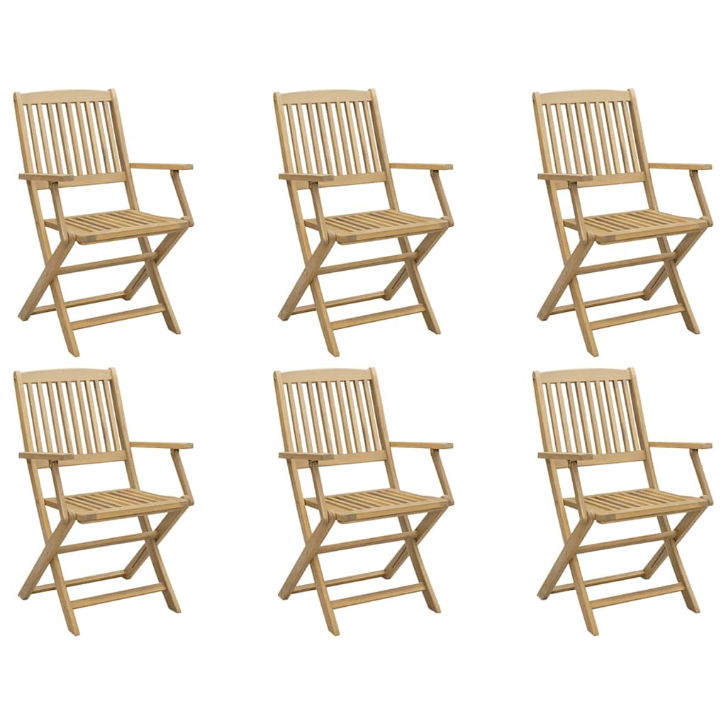 Klappstühle, 6 Stück, 54,5 x 58 x 90 cm, Massivholz Akazie