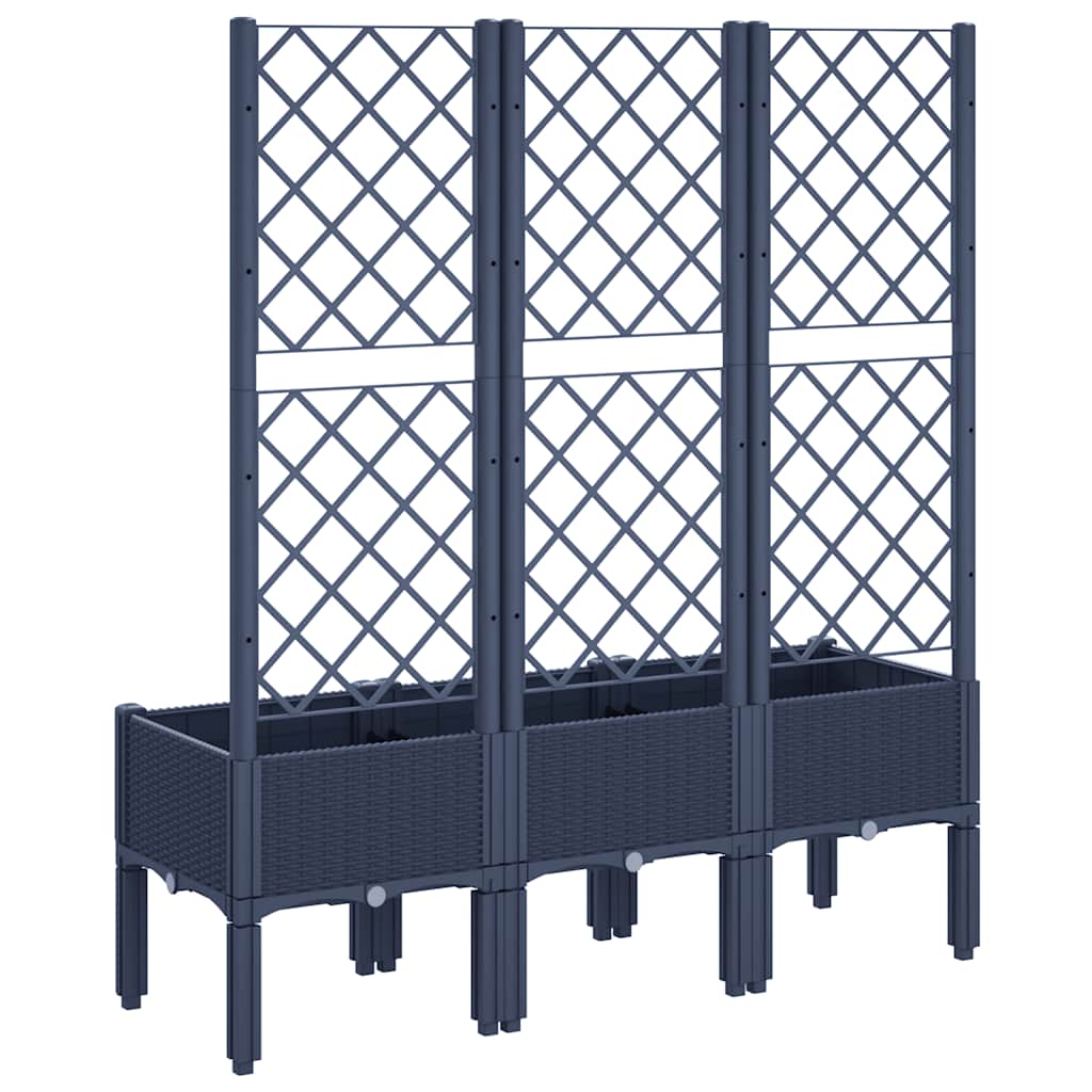 Pflanzkübel mit Rankgitter Blaugrau 120x40x142 cm PP
