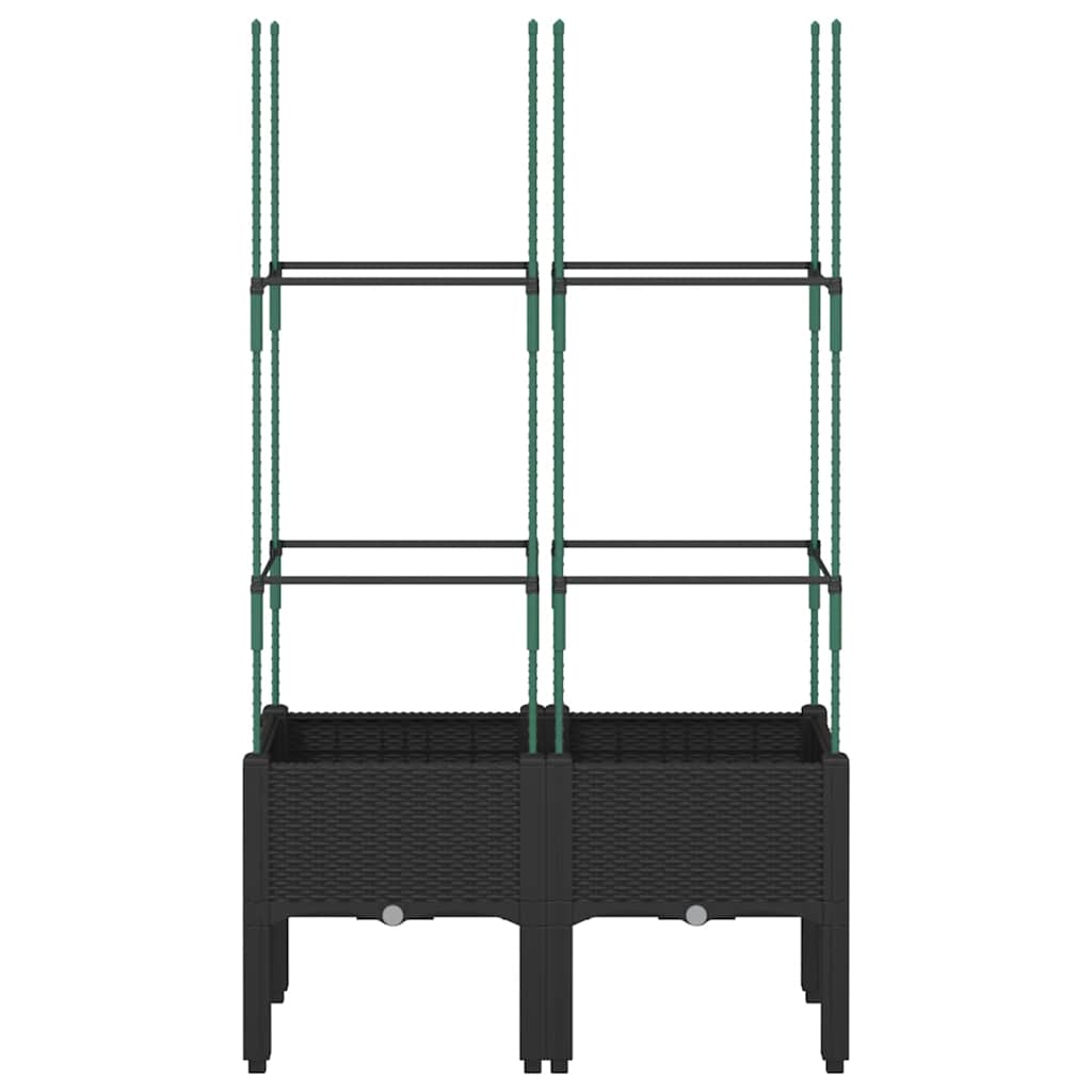 Pflanzkübel mit Rankgitter Schwarz 80x40x142,5 cm PP