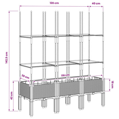 Pflanzkübel mit Rankgitter Braun 120x40x142,5 cm PP