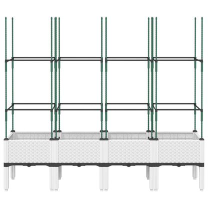 Pflanzkübel mit Rankgitter Weiß 160x40x142,5 cm PP