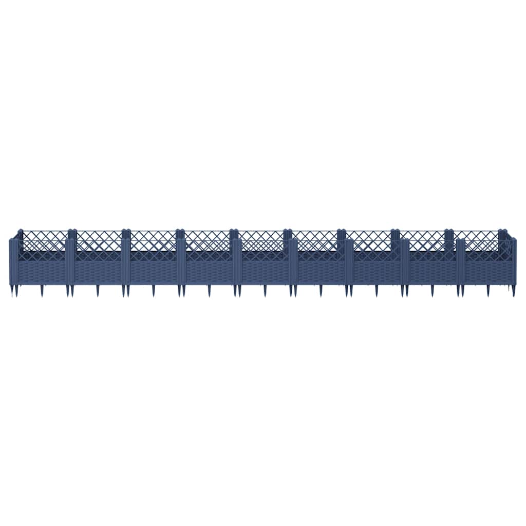 Pflanzkasten mit Erdspießen Blaugrau 363,5x43,5x43,5 cm PP