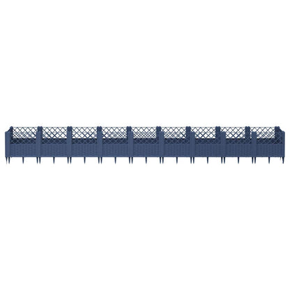 Pflanzkasten mit Erdspießen Blaugrau 363,5x43,5x43,5 cm PP