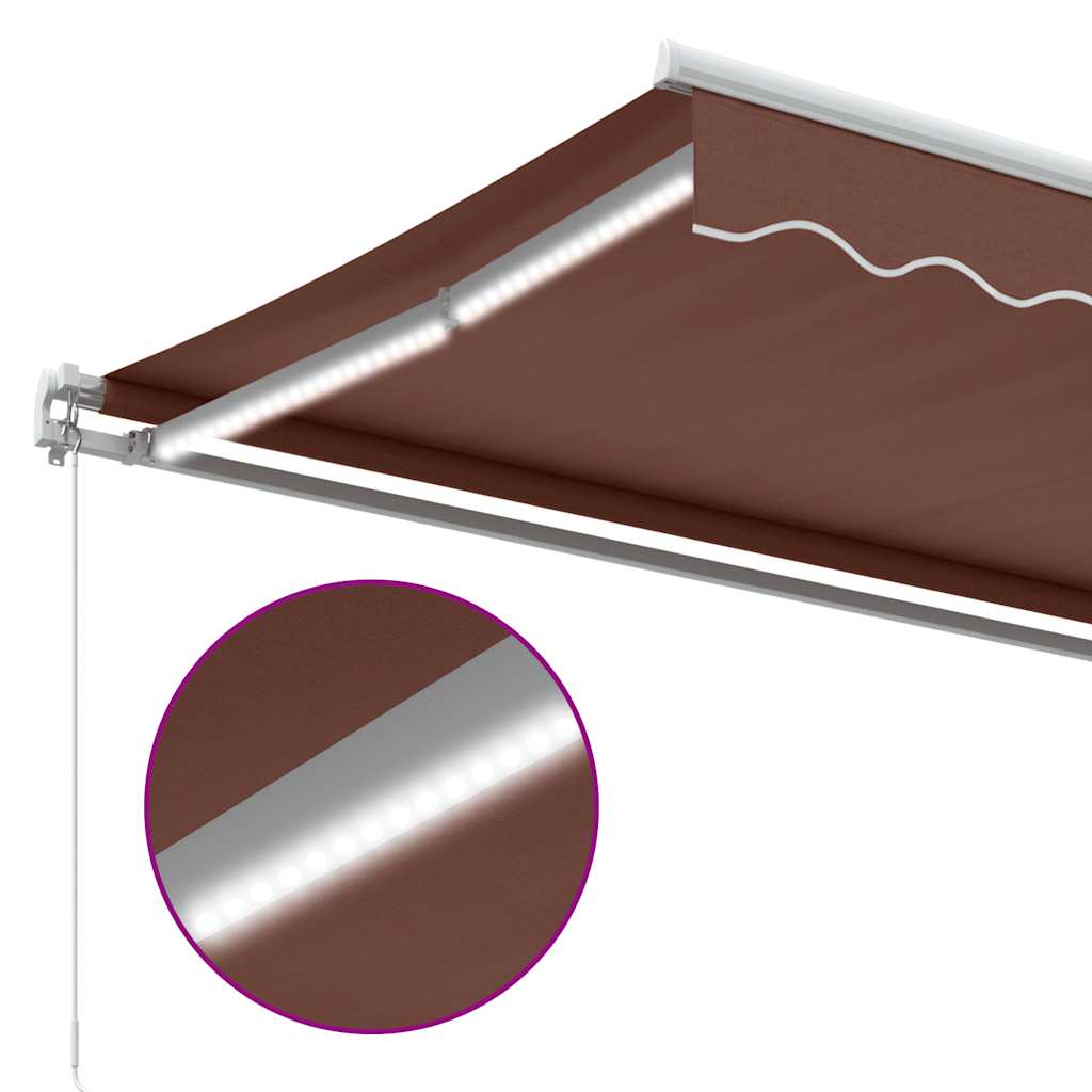 Markise Manuell mit LED Braun 350x250 cm