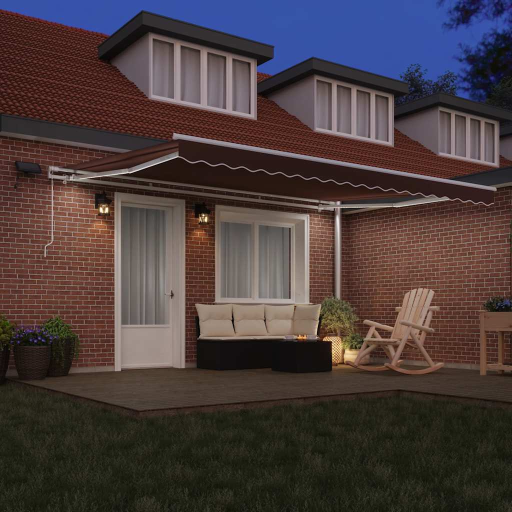 Markise Manuell mit LED Braun 450x300 cm