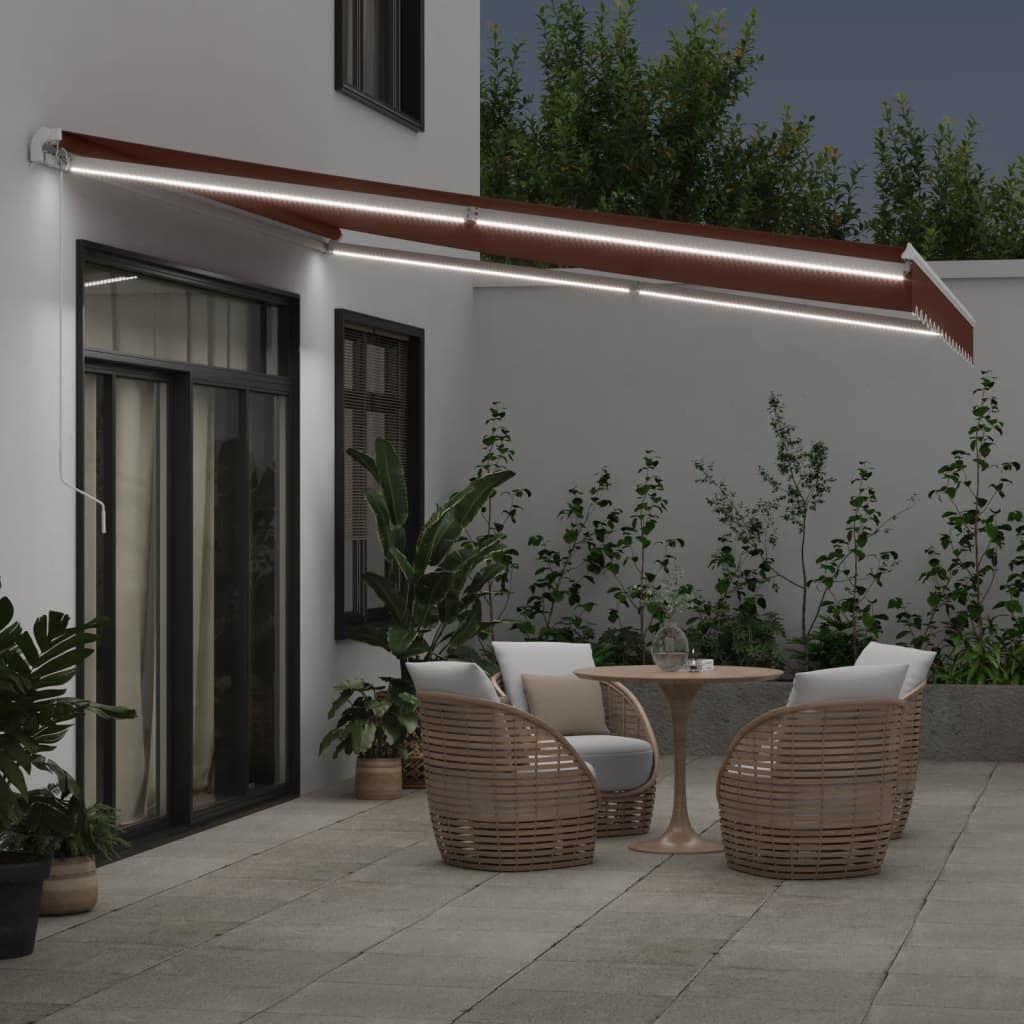 Markise Manuell mit LED Braun 400x350 cm