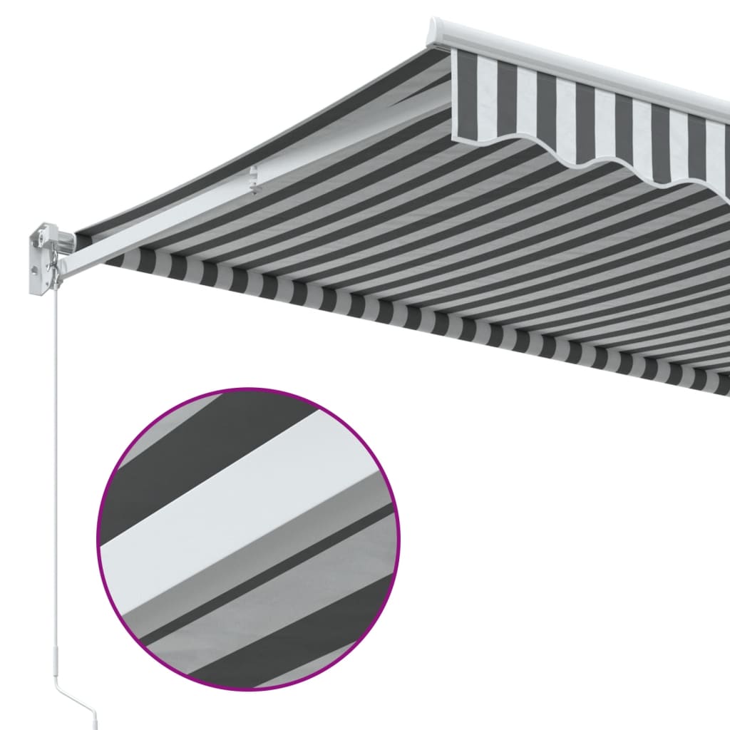 Markise Einziehbar Anthrazit und Weiß 3x2,5 m Stoff & Aluminium