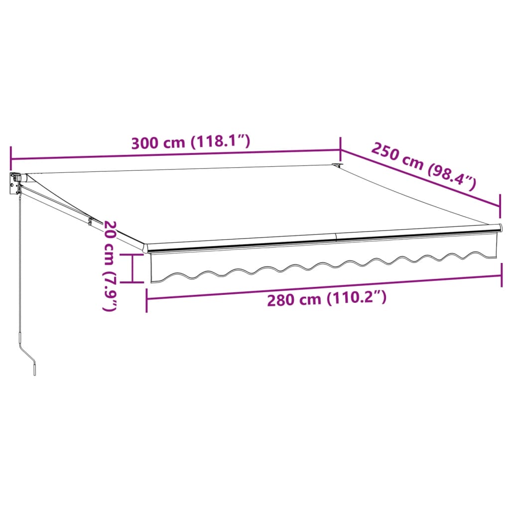 Markise Einziehbar Anthrazit und Weiß 3x2,5 m Stoff & Aluminium