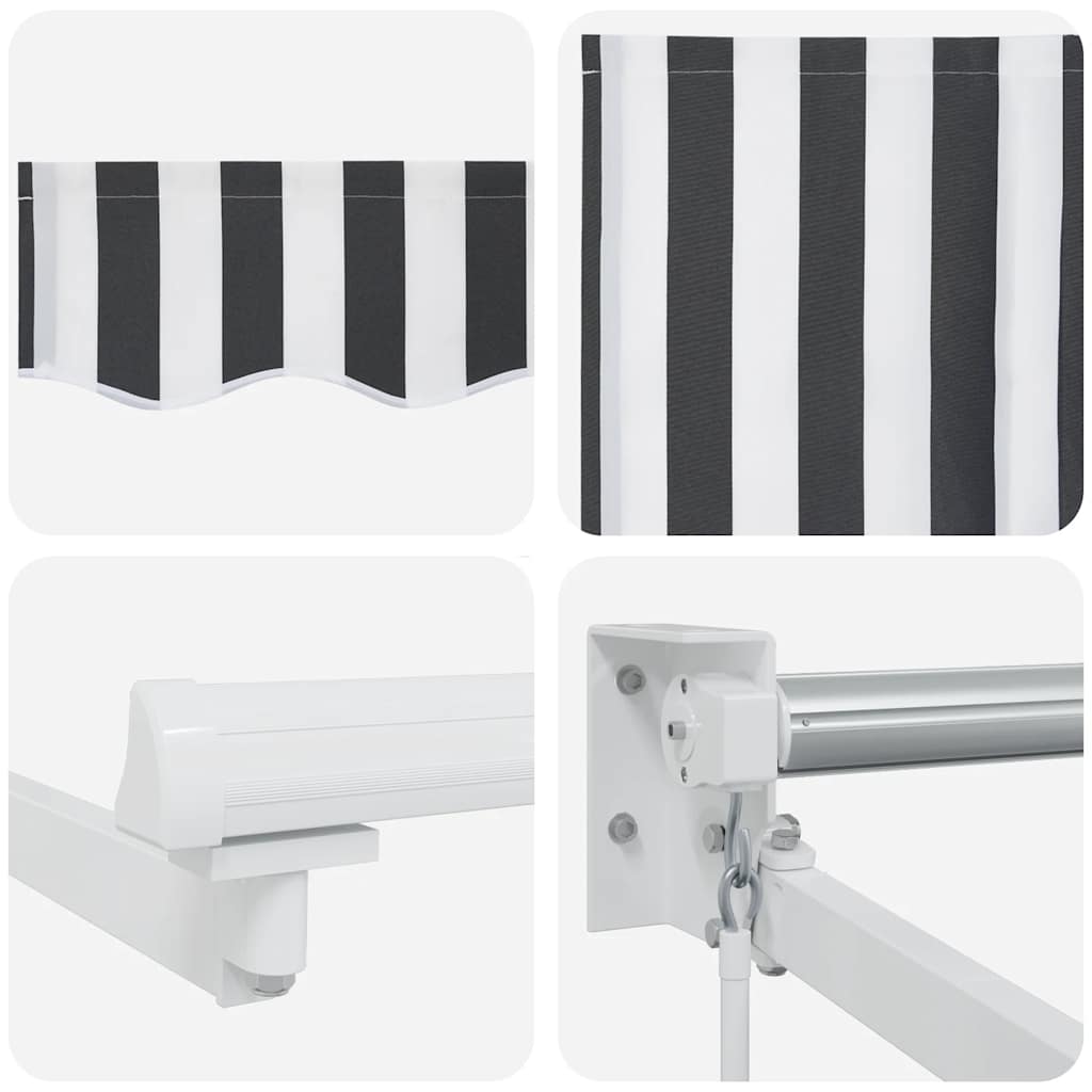 Markise Einziehbar Anthrazit und Weiß 4,5x3 m Stoff & Aluminium