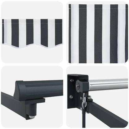 Markise Einziehbar Anthrazit und Weiß 4x3 m Stoff und Aluminium