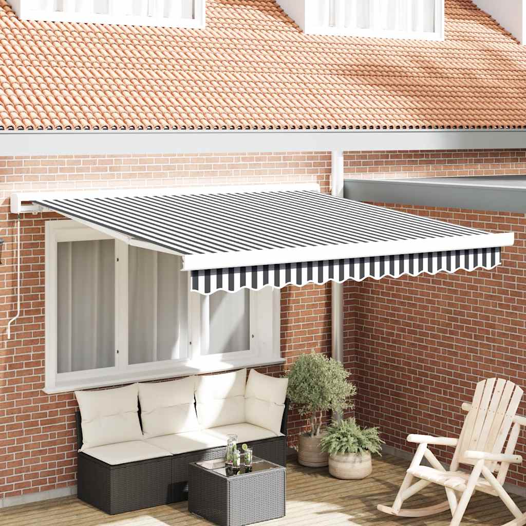 Markise Einziehbar Anthrazit und Weiß 3x2,5 m Stoff & Aluminium