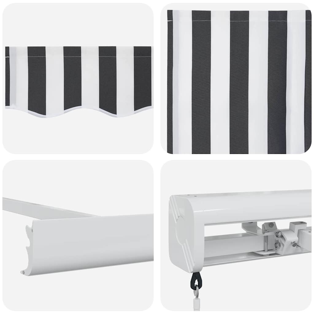 Markise Einziehbar Anthrazit und Weiß 4,5x3 m Stoff Aluminium