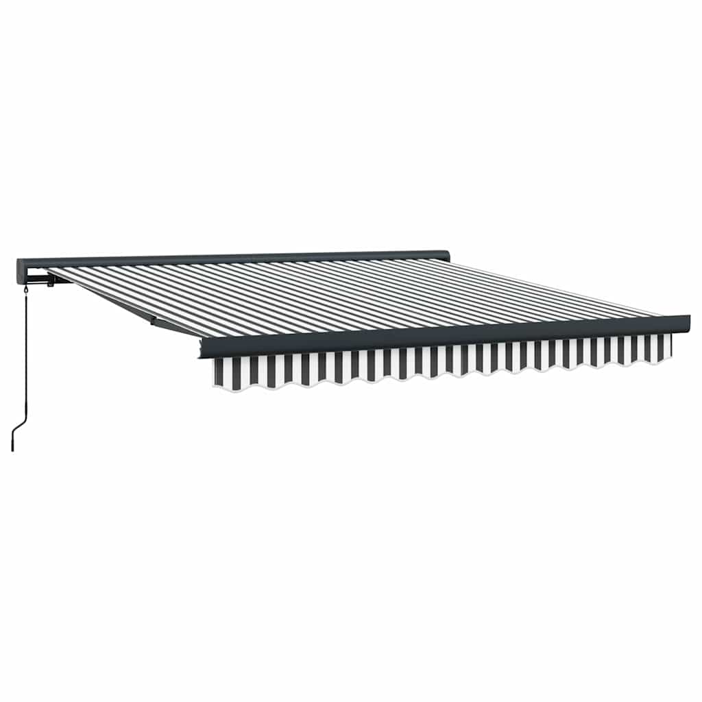 Markise Einziehbar Anthrazit und Weiß 3x2,5 m Stoff & Aluminium