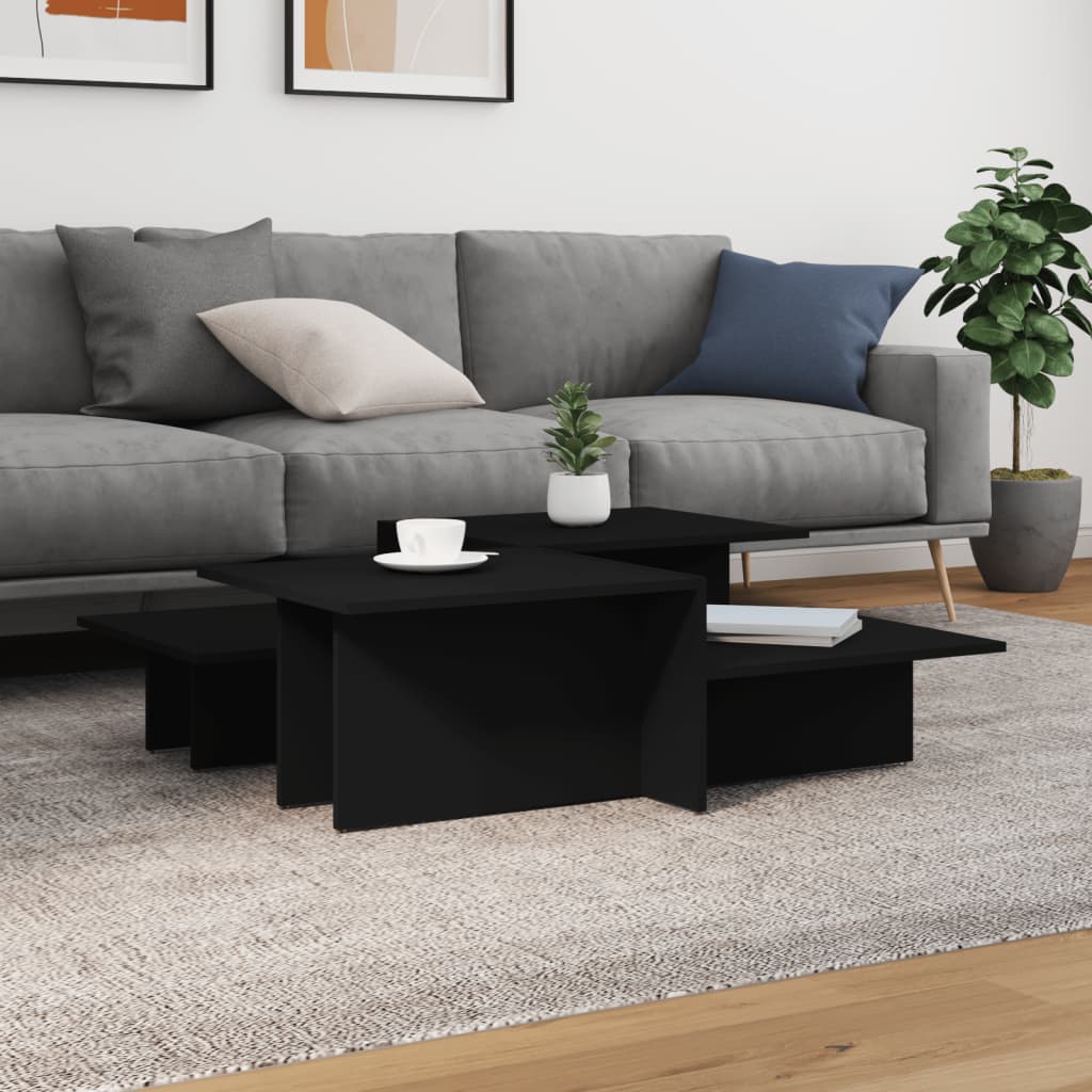 Couchtische 2 Stk. Schwarz Holzwerkstoff