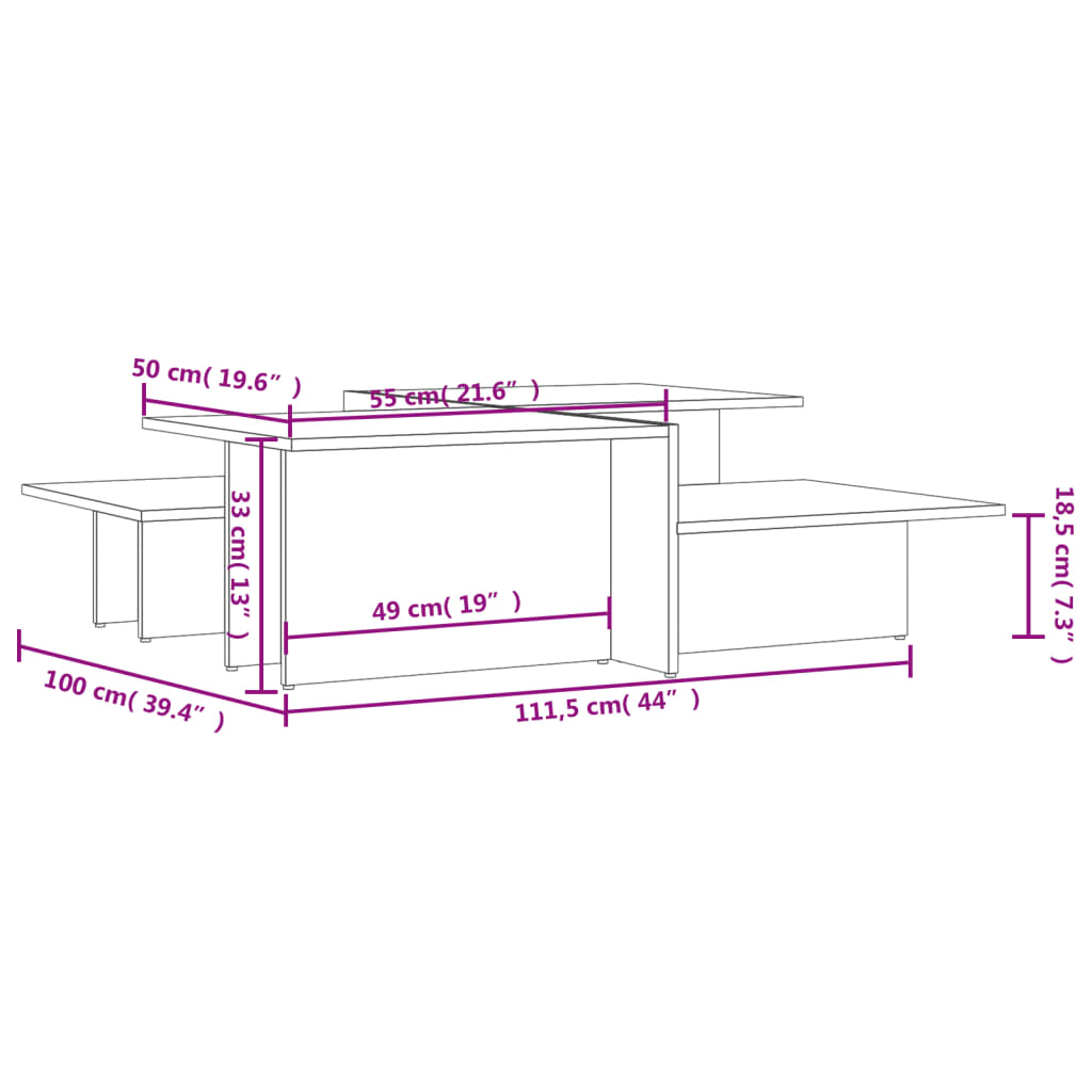 Couchtische 2 Stk. Braun Eichen-Optik Holzwerkstoff