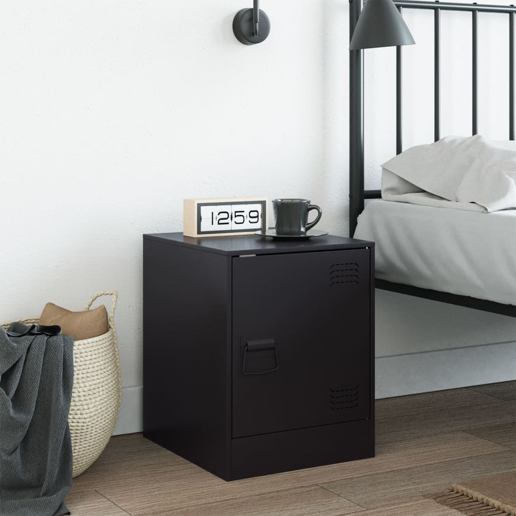 Bedside Table Black 34.5x39x44 cm Steel