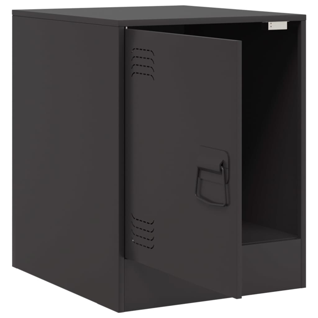 Bedside Table Black 34.5x39x44 cm Steel