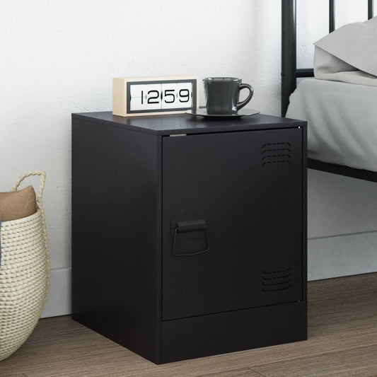 Bedside Table Black 34.5x39x44 cm Steel