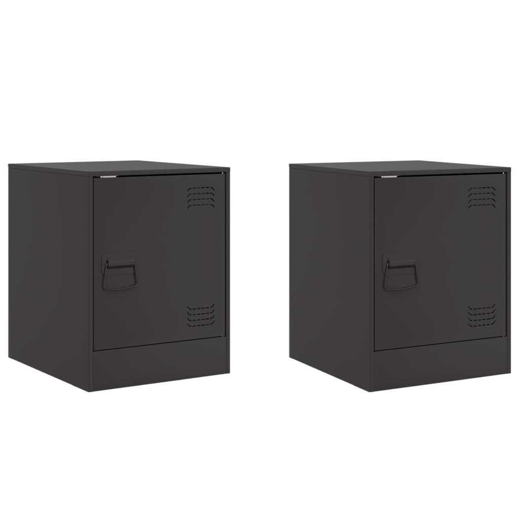 Tables de chevet 2 pcs. Noir 34,5x39x44 cm en acier