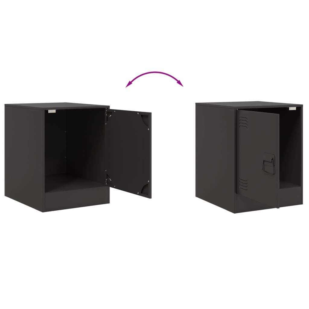 Tables de chevet 2 pcs. Noir 34,5x39x44 cm en acier