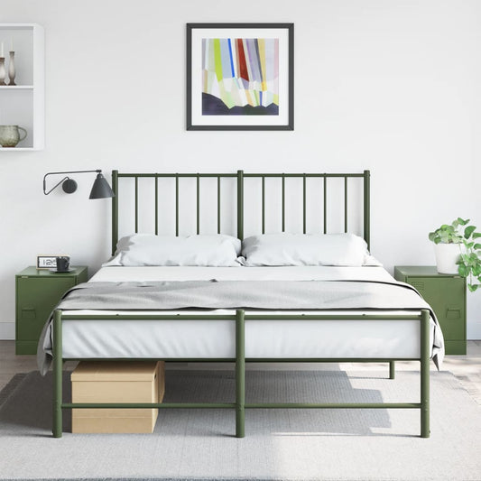 Bedside tables 2 pcs. Olive green 34.5x39x44 cm steel