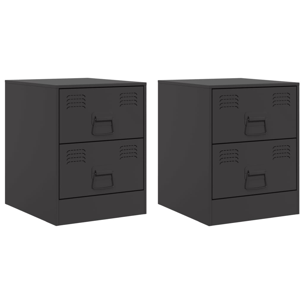 Tables de chevet 2 pcs. Noir 34,5x39x44 cm en acier