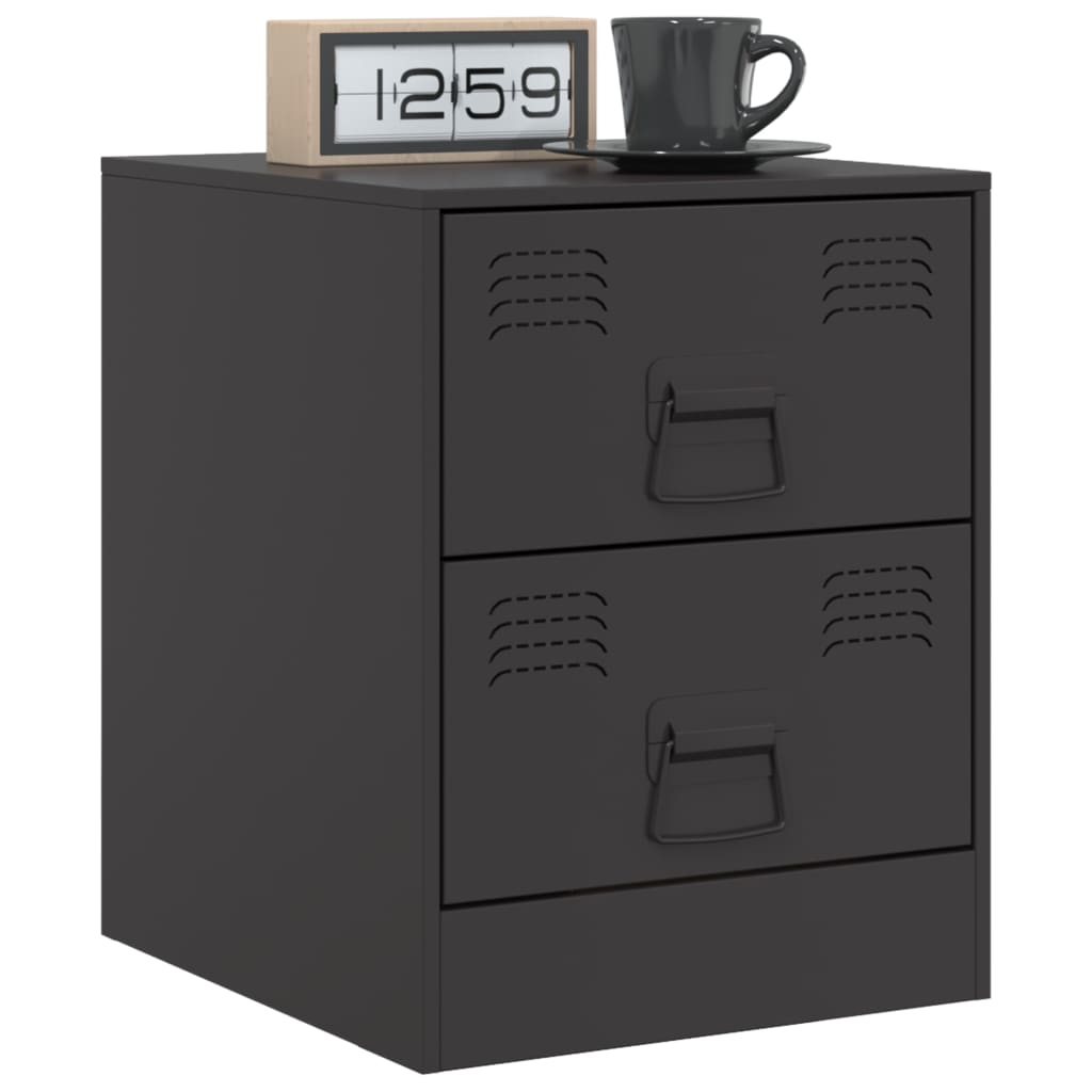 Tables de chevet 2 pcs. Noir 34,5x39x44 cm en acier