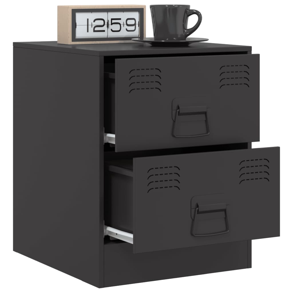 Tables de chevet 2 pcs. Noir 34,5x39x44 cm en acier