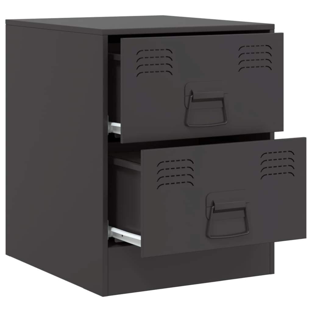 Tables de chevet 2 pcs. Noir 34,5x39x44 cm en acier