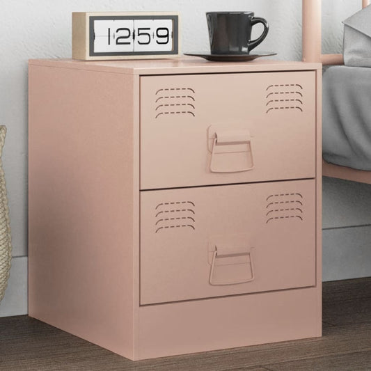 Bedside Table Pink 34.5x39x44 cm Steel